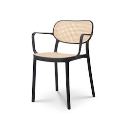 Kosmi Chaise de salle à manger noire style vintage avec accoudoirs - 3760301693857_0
