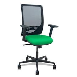 Piqueras y Crespo Silla Zulema sincro malla negra asiento bali verde brazos 2D ruedas 65mm - vert multi-matériau 390SM840B15B2DB68R65_0