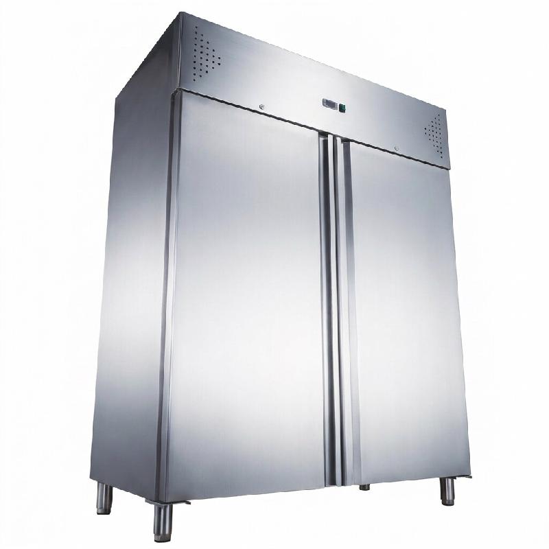 Romux® Armoire Réfrigérée Positive 2 Portes 134 cm avec Refroidissement Froid Ventilé en Acier Inox avec Capacité de 1200 L - 6 Étagères et 40_0