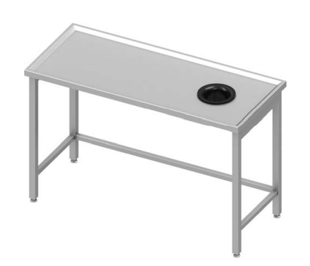 Table de travail inox centrale sans étagère 1300x700x900 avec trou vide dechets  à droite soudée - 933117130_0