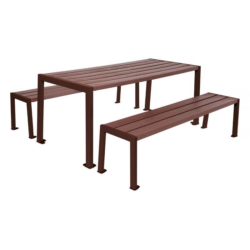 Table et banquettes de pique-nique en plastique recyclé_0
