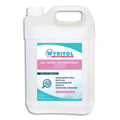 Wyritol - Bidon de 5 litres de gel hydroalcoolique pour les mains - Sans parfum, sans colorant - 70% alcool - Norme 14476_0
