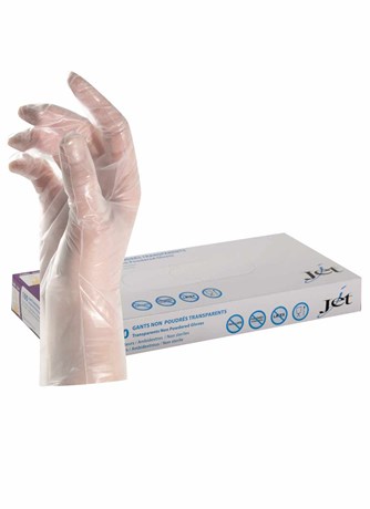 100 GANTS JETABLES TRANSPARENTS EN COPOLYMER L