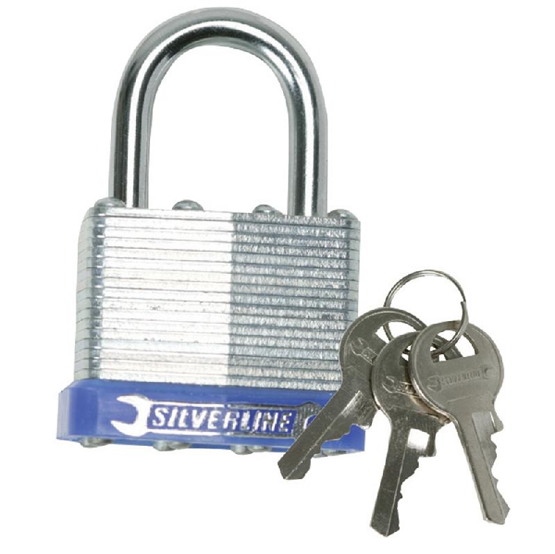 Cadenas en acier laminé Silverline 224515 - 40 mm, anse trempée et verrouillage double_0