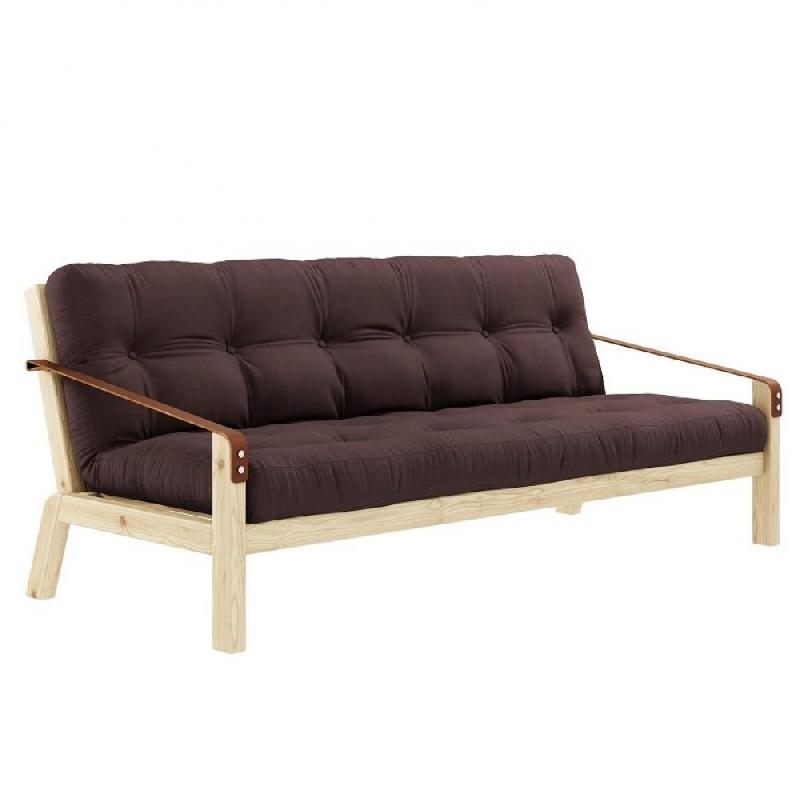 BANQUETTE FUTON POETRY EN PIN MASSIF COLORIS MARRON COUCHAGE 130 X 190 CM._0