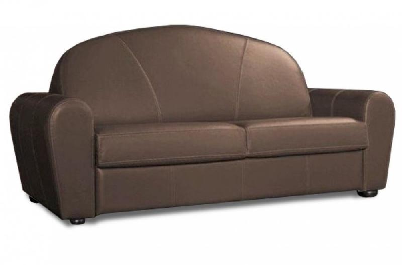 CANAPÉ LIT CLUB DELUXE CONVERTIBLE EXPRESS 140CM CUIR TAUPE MATELAS 16 CM_0