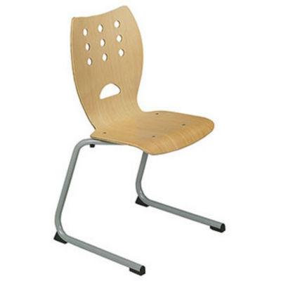 Chaise collectivités Collectiva - pieds luge métal finition alu - Hêtre - lot de 4_0