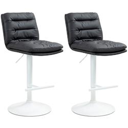 CLP Lot de 2 tabourets de bar Damar en similicuir Noir /Blanc - noir polyester 325688_0