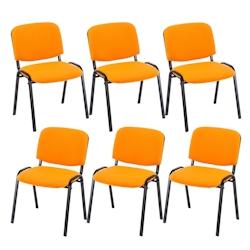 CLP Lot de 6 chaises visiteur empilables Ken en tissu Orange - orange textile 151703409_0