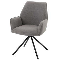 Décoshop26 - Chaise de salle à manger avec accoudoir siège rotatif en tissu bouclé gris clair cadre trépied 04_0006273 - gris 3000261680741_0