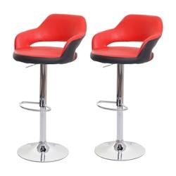 Décoshop26 - Lot de 2 tabourets de bar chaises de comptoir en synthétique rouge et noir 04_0000142 - noir 3000251738988_0