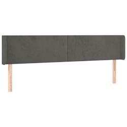 Décoshop26 - Tête de lit accessoire couchage chambre à coucher meuble avec rebord latéral 163 x 16 x 78/88 cm tissu velours gris TDL0204980 - gris_0