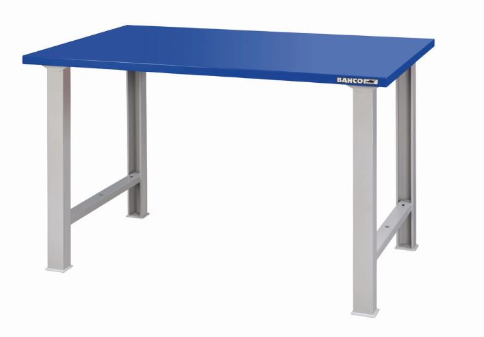 Établi avec plateau en acier à usage intensif avec 4 pieds, bleu, 1 500 mm x 750 mm x 1 030 mm - 1495WB15TSBL_0