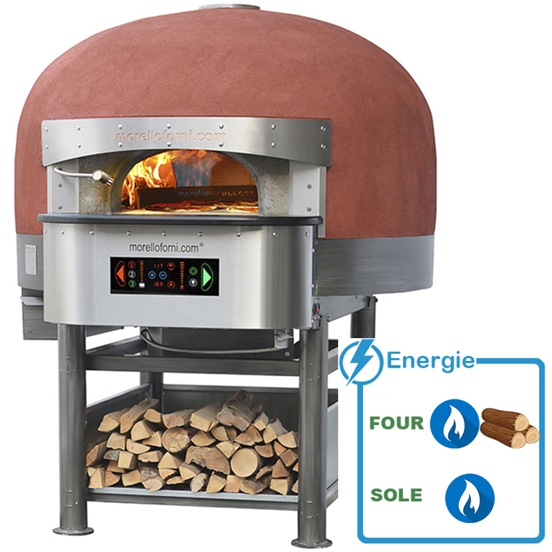 Four à pizza hybride bois et gaz, avec sole rotative au gaz - morello forni - ligne fgri_0