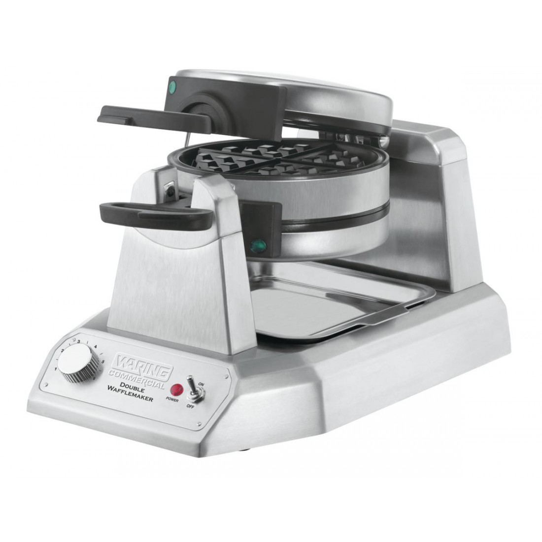 Gaufrier double tournant 220V Waring - professionnel - plaques rondes acier anti-adhésives - rendement 50 gaufres/heure_0