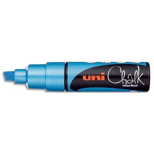 MARQUEUR CRAIE UNI-BALL CHALK MARKER - POINTE BISEAUTEE LARGE 1,8-8MM - COLORIS BLEU METAL - LOT DE 6
