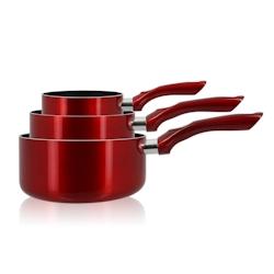 Menastyl - Set 3 Casseroles Cerise Aluminium Compatible Induction 14/16 Et 18cm - 3256391021101_0