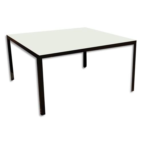 Bureau de direction 4 pieds Karen 180x80cm - Plateau mélaminé blanc 19mm - Piètement cadre noir - Hauteur 73cm_0