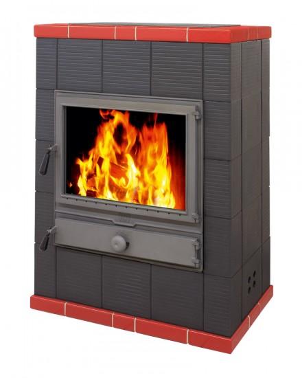 Poêle à bois Lillia - Faïence personnalisable - Puissance 7 à 20 kW - Plateau culinaire en option_0