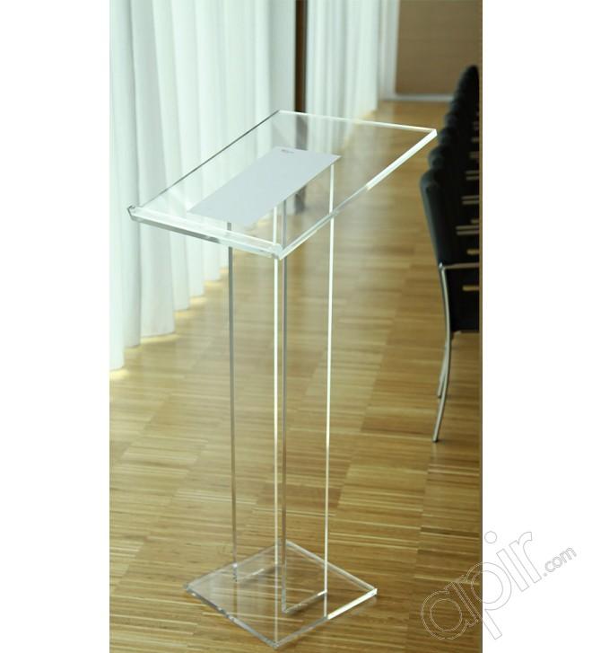 Podium de conférence ou réception - modèle Prince en plexiglas transparent personnalisable par logo_0