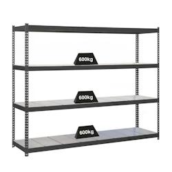 PROREGAL Étagère pour charges lourdes METAL BEAST FOUR | HxLxP 200x180x45cm | Charge du compartiment 600kg | anthracite - gris métal PR_RS17-47_0