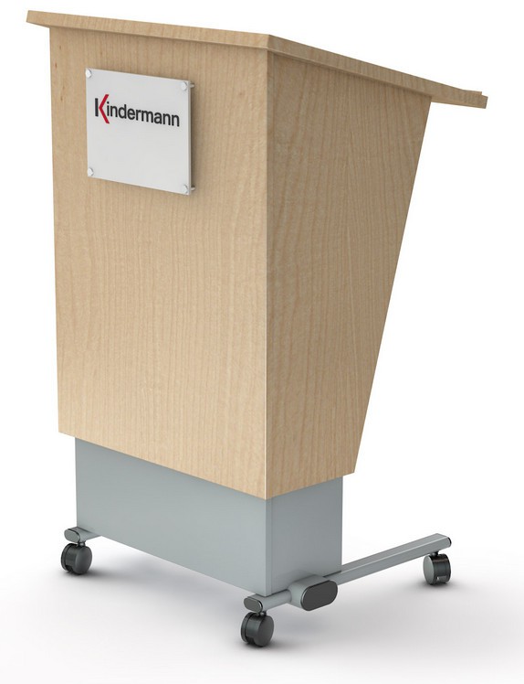 Pupitre confort Kindermann 6537000100 - réglable en hauteur avec manivelle - plateau érable - base silver - 4 roulettes_0