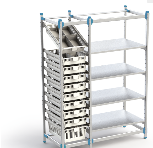 Rayonnage modulaire Easyflex pour bloc opératoire et stérilisation - aluminium anodisé - capacité 400 kg_0