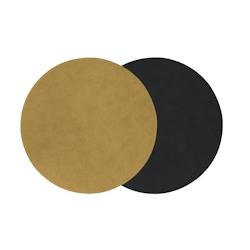 Stil Casa, set de 12 sous-plat bicolores, polyuréthane cousu, Ø 30 cm, finition dollar couleur ocre/noir. - STP30D-OB_0