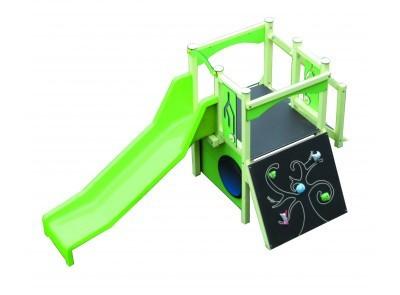 Structure de jeux en aluminium Pitchounette avec toboggan, mur d'escalade et tunnel – Pour enfants de 2 à 7 ans_0