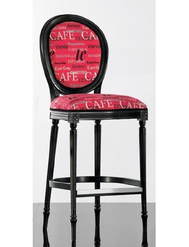 Tabouret de bar Louis XVI - assise et dossier rembourrés_0