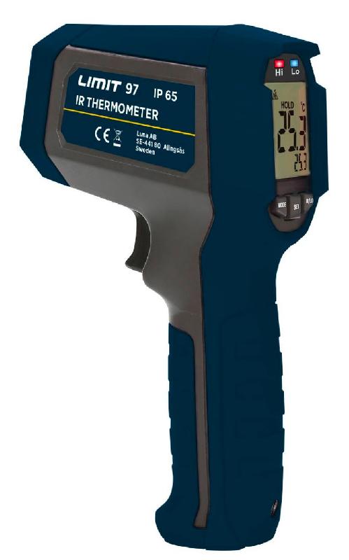 Thermomètre infrarouge sans contact professionnel plage de mesure -35°C à +650°C IP65 commutable entre °C et °F Limit LIMIT97_0
