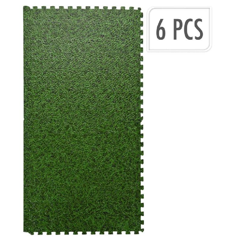 Xq max set de tapis de sol impression de l'herbe 6 pcs vert 445927_0