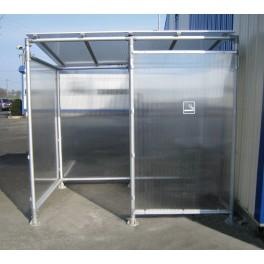Abri fumeur alu industrie - Réf 8529380 - Structure en aluminium anodisé et panneaux polycarbonate anti-UV_0