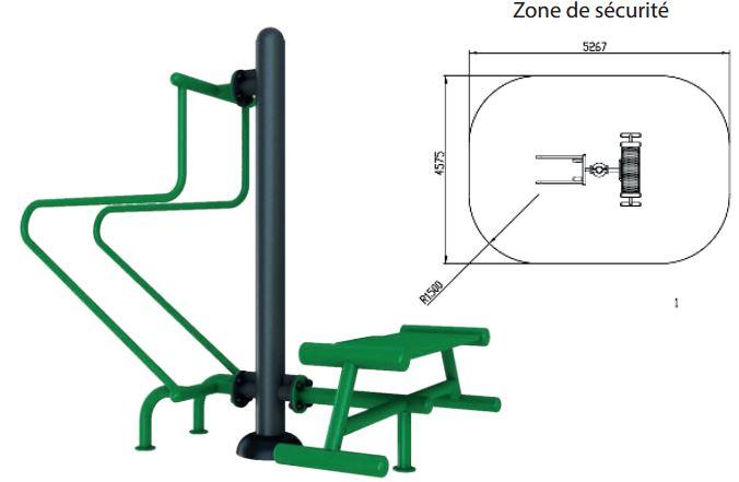 Banc abdos - Chaise à dips ASO-F28/ASO-F20 en acier galvanisé - Conforme NF EN 16630:2015_0