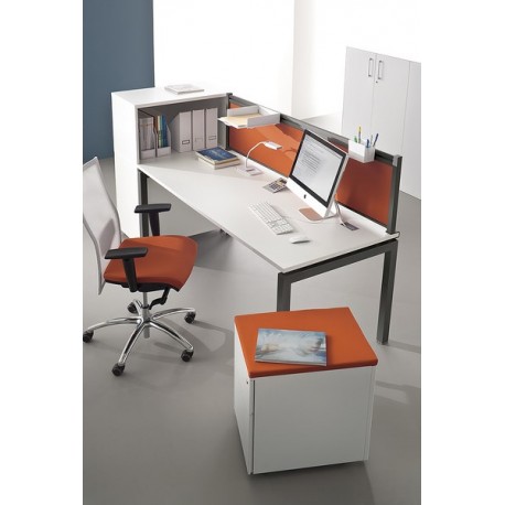 Bureau avec rangements ZACHARIE - Blanc et gris