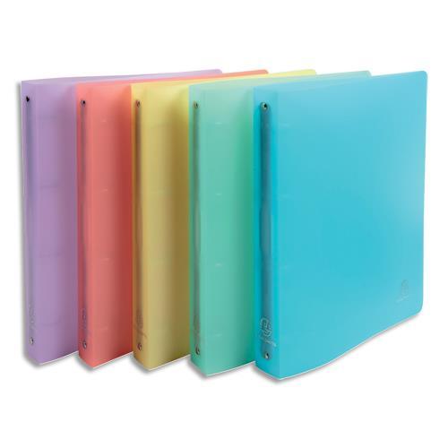 CLASSEUR 4 ANNEAUX EXACOMPTA CHROMALINE DOS 4CM PP 7/10E - FORMAT A4+ - COLORIS ASSORTIS PASTEL - LOT DE 15