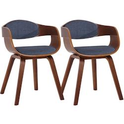 Décoshop26 - Lot de 2 chaises de salle à manger design scandinave en tissu bleu et structure en bois foncé 10_0001724 - bleu 3000250637008_0
