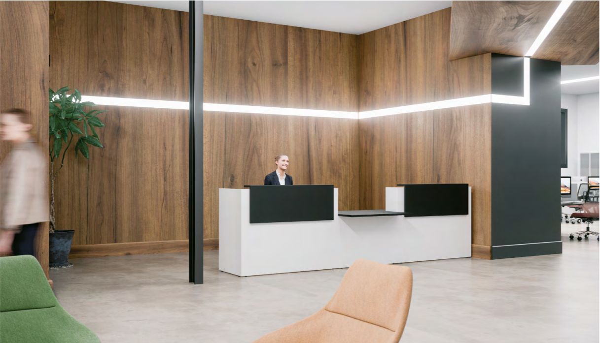 Fifty-full - Banque d'accueil moderne et fonctionnelle avec modules hauts et bas, adaptée PMR_0