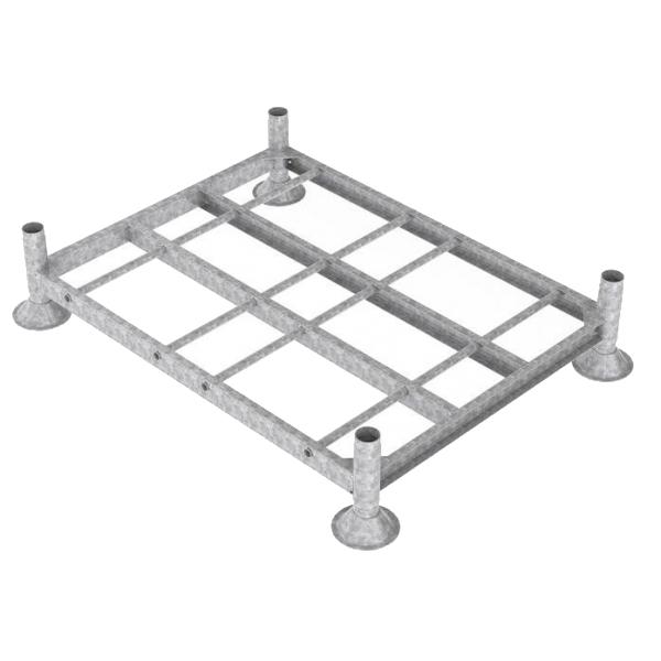 Palette Manurack gerbable 1545 x 1180 mm - avec 4 tubes réhausses H.2100 mm en métal galvanisé_0