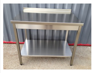 Table inox adossée avec étagère - 1000x500x850/900mm - Inox 304 - Fabrication française - Capacité 200kg_0