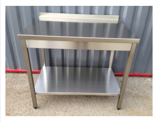 Prix promo table inox adossée avec étagère 1000x500x850/900mm_0