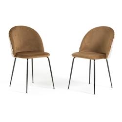 RATTATAN Lot de 2 chaises en velours décoratif d’intérieur, pieds en métal, design élégant pour cuisine, salle à manger, restaurant – Sara _0