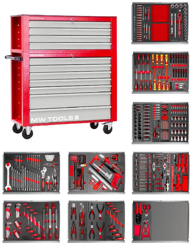 Servante d'atelier complète large avec coffre XL 514 outils MW Tools MWE512G33_0