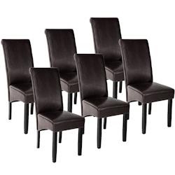 Tectake Lot de 6 chaises aspect cuir - marron -403497 - marron matière synthétique 403497_0