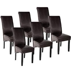 Tectake Ensemble de 6 chaises de salle à manger Rembourrées aspect cuir marron - 403497 - marron matière synthétique 403497_0
