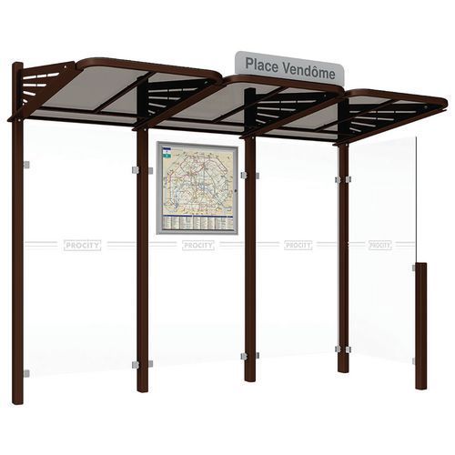 ABRI BUS CONVIVIALE 3 M - BARDAGE LATÉRAL DROIT MARRON 8017 - PROCITY