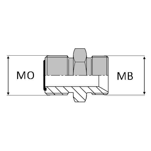 Adaptateur droit mâle ORFS x mâle BSP pour bague BS - Cône 60° - 1
