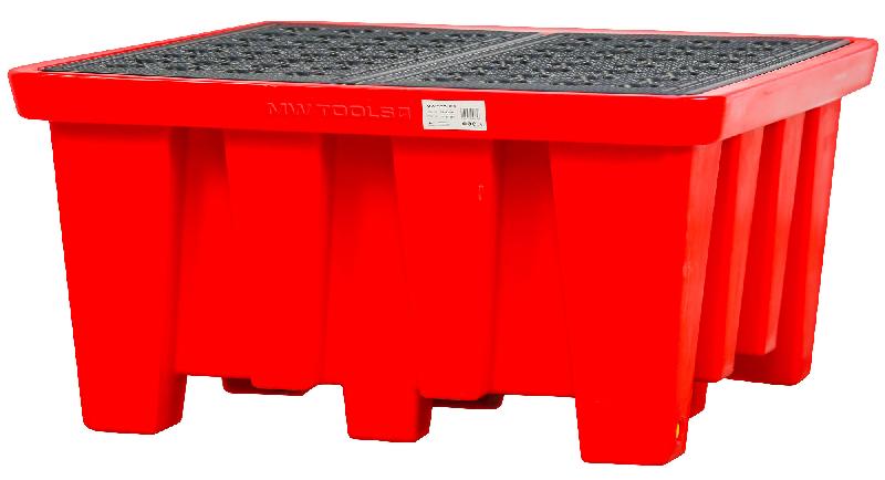 Bac de rétention en PE 1300x1300x660mm - avec grille - cap. 600lt MW Tools OPB4200H_0