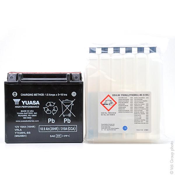 Batterie de démarrage moto YUASA YTX20HL-BS 12V 18Ah - Haute performance AGM sans entretien_0