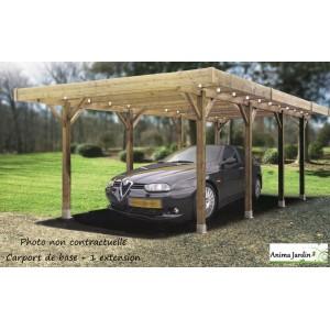Carport bois traité autoclave 5x5 mètres - S7723 - Passage voiture 3,90 m - Produit FSC_0